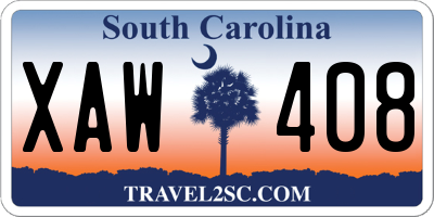 SC license plate XAW408
