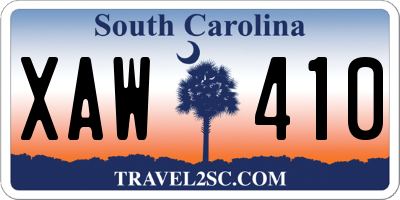 SC license plate XAW410
