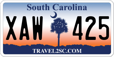 SC license plate XAW425