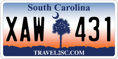 SC license plate XAW431