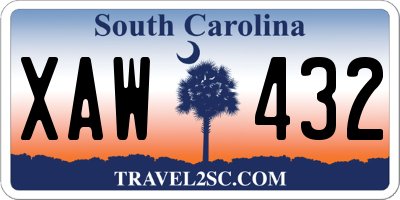 SC license plate XAW432
