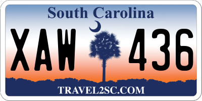 SC license plate XAW436