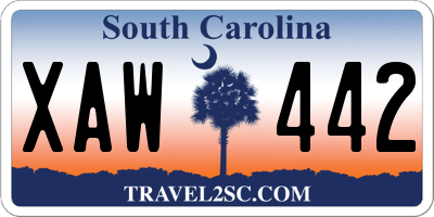 SC license plate XAW442