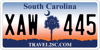 SC license plate XAW445