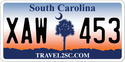 SC license plate XAW453