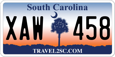 SC license plate XAW458