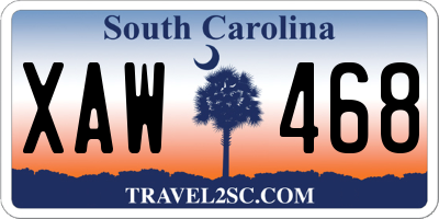 SC license plate XAW468