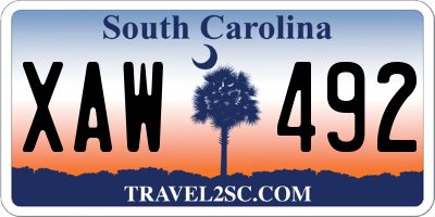 SC license plate XAW492