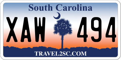 SC license plate XAW494