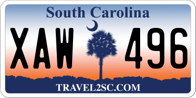 SC license plate XAW496