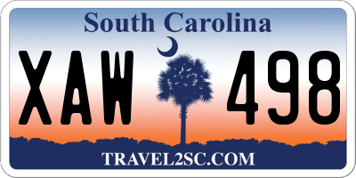SC license plate XAW498