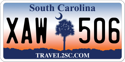 SC license plate XAW506