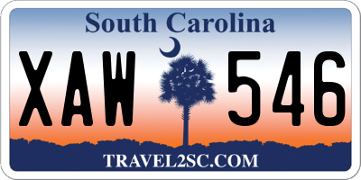 SC license plate XAW546