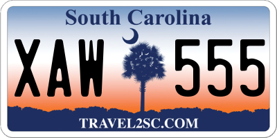 SC license plate XAW555