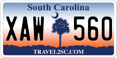 SC license plate XAW560