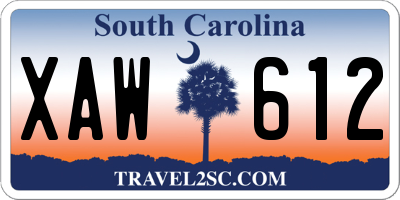 SC license plate XAW612