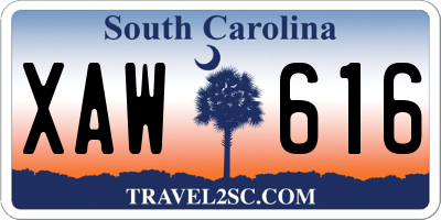 SC license plate XAW616