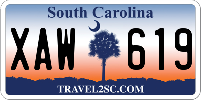 SC license plate XAW619