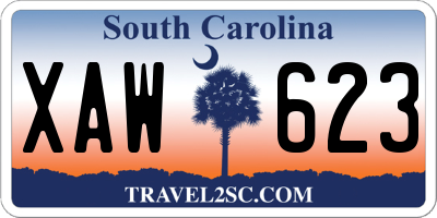 SC license plate XAW623