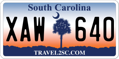 SC license plate XAW640