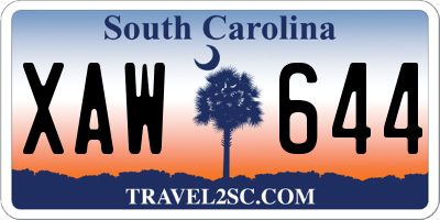 SC license plate XAW644