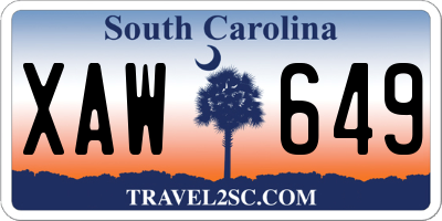 SC license plate XAW649
