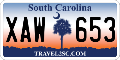 SC license plate XAW653