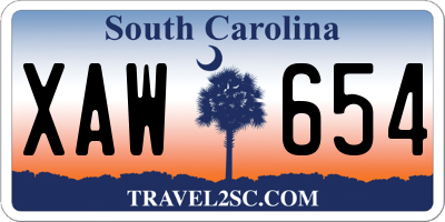 SC license plate XAW654