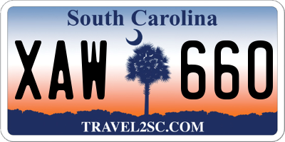 SC license plate XAW660