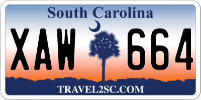 SC license plate XAW664