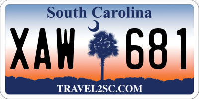 SC license plate XAW681