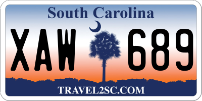 SC license plate XAW689