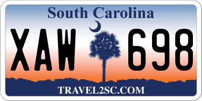 SC license plate XAW698