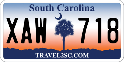 SC license plate XAW718