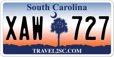 SC license plate XAW727