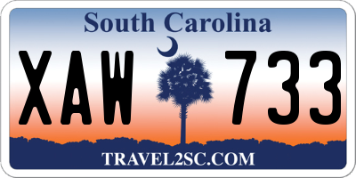 SC license plate XAW733