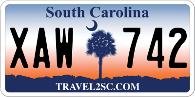 SC license plate XAW742