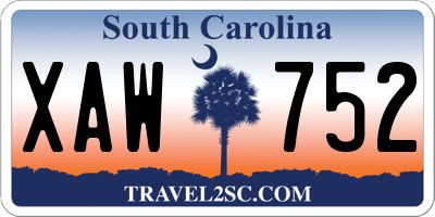 SC license plate XAW752
