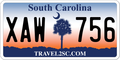 SC license plate XAW756