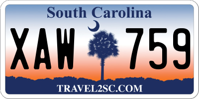 SC license plate XAW759