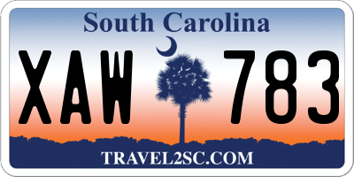 SC license plate XAW783