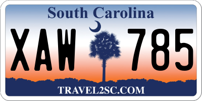 SC license plate XAW785
