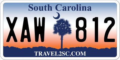 SC license plate XAW812