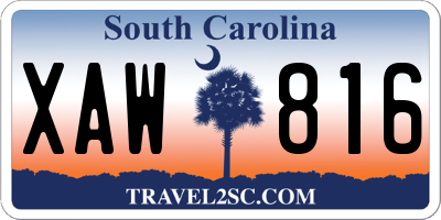 SC license plate XAW816