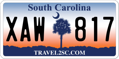 SC license plate XAW817