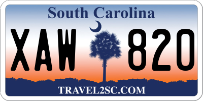SC license plate XAW820
