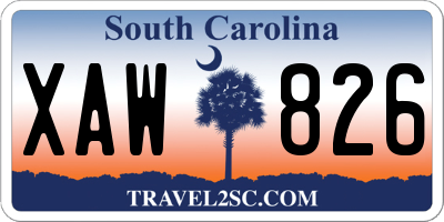 SC license plate XAW826