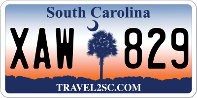 SC license plate XAW829