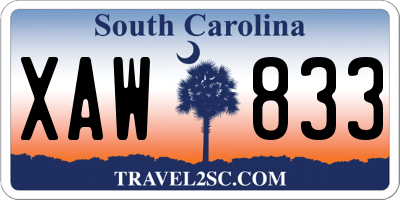 SC license plate XAW833