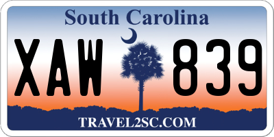 SC license plate XAW839